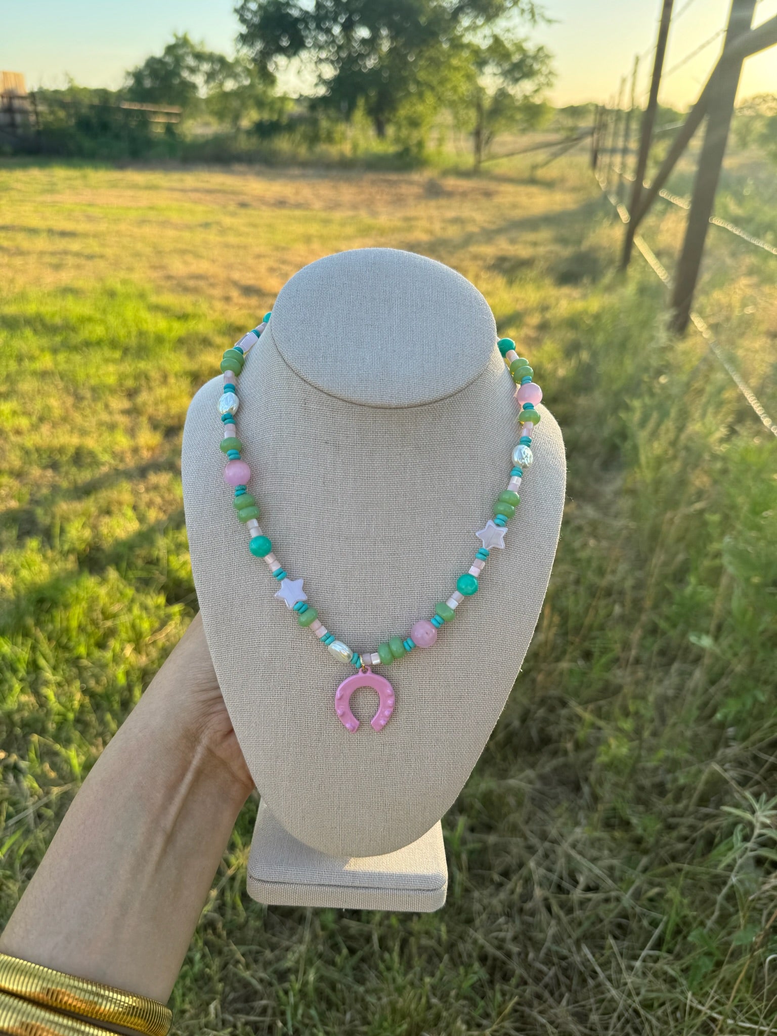 Pink Horseshoe Necklace