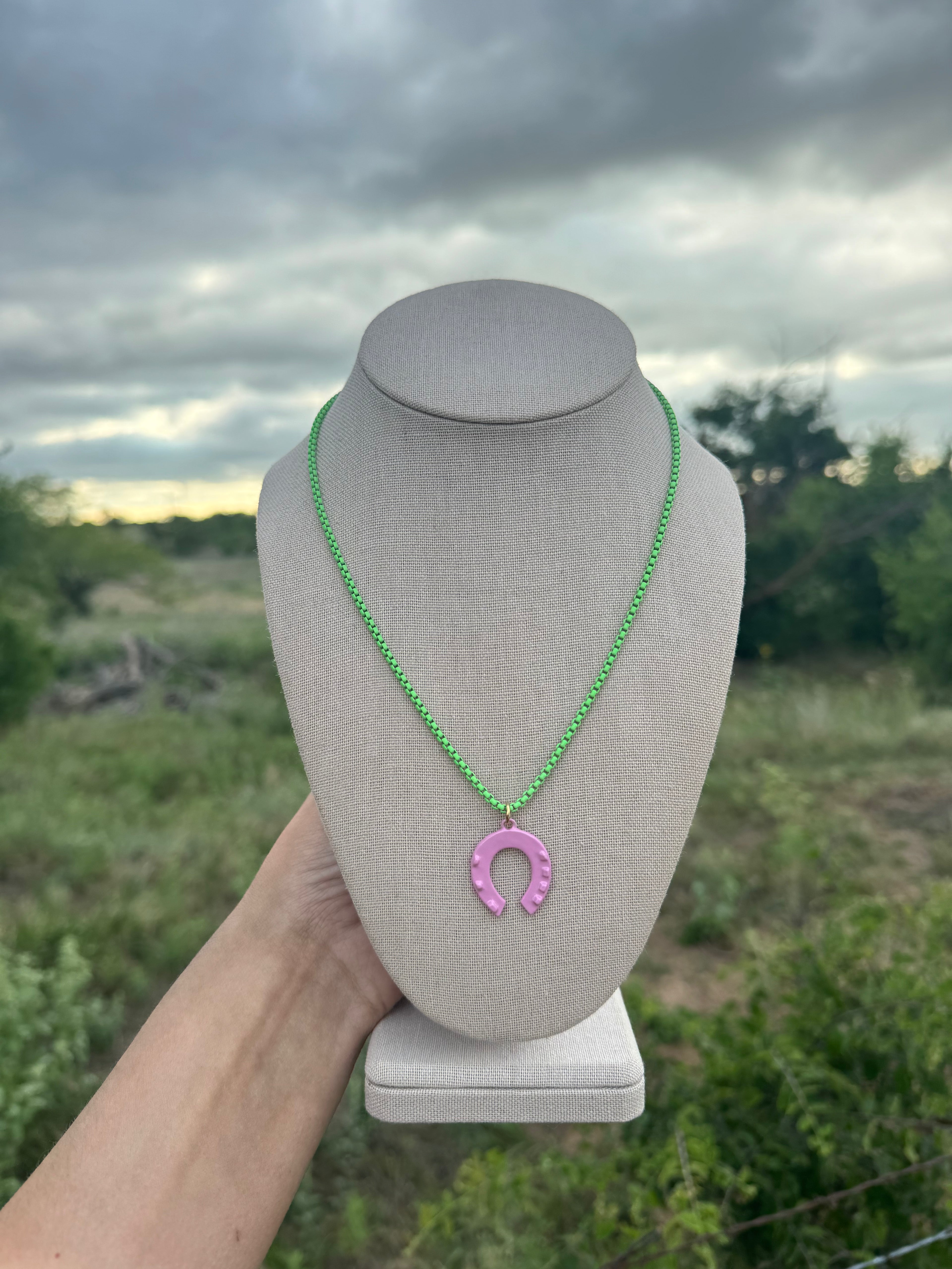 Pink Horseshoe Necklace