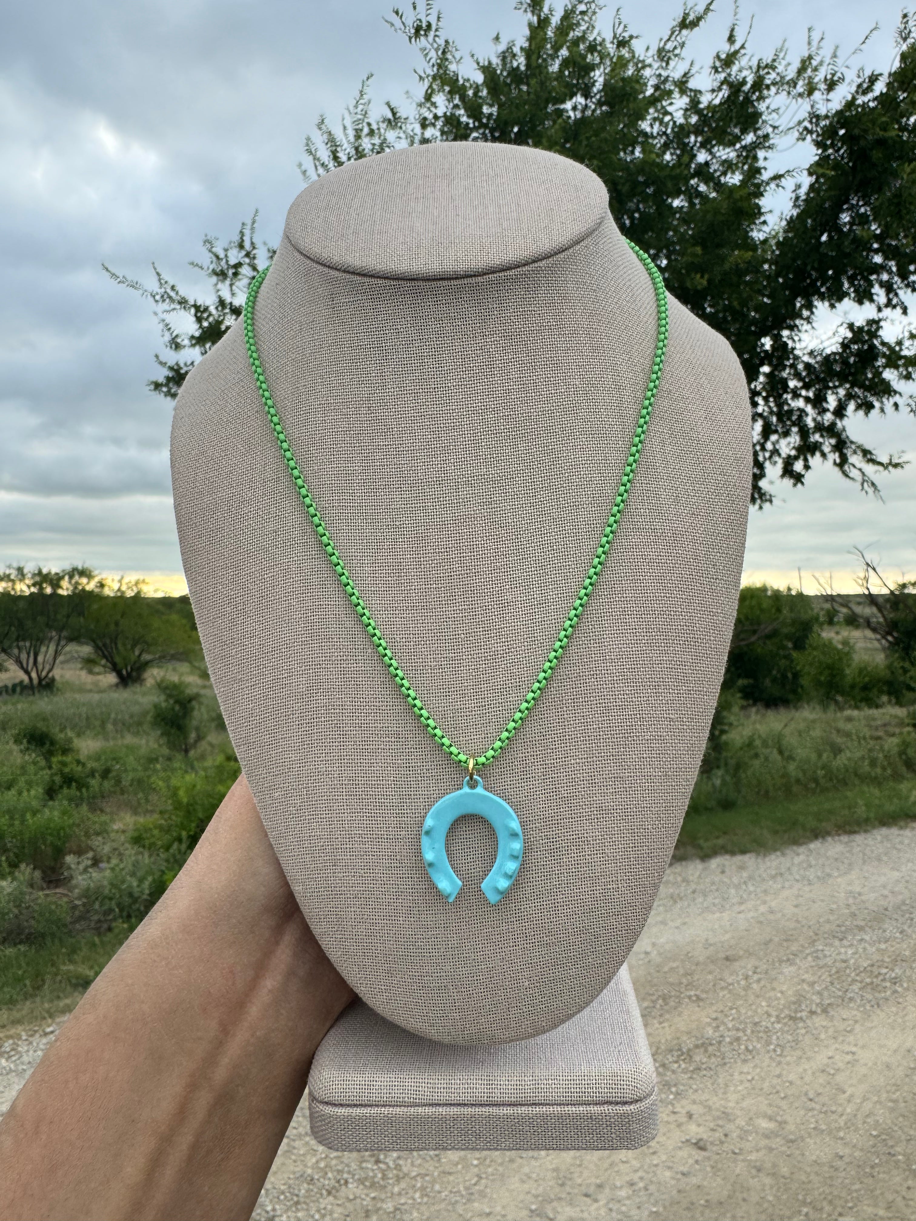 Blue Horseshoe Necklace