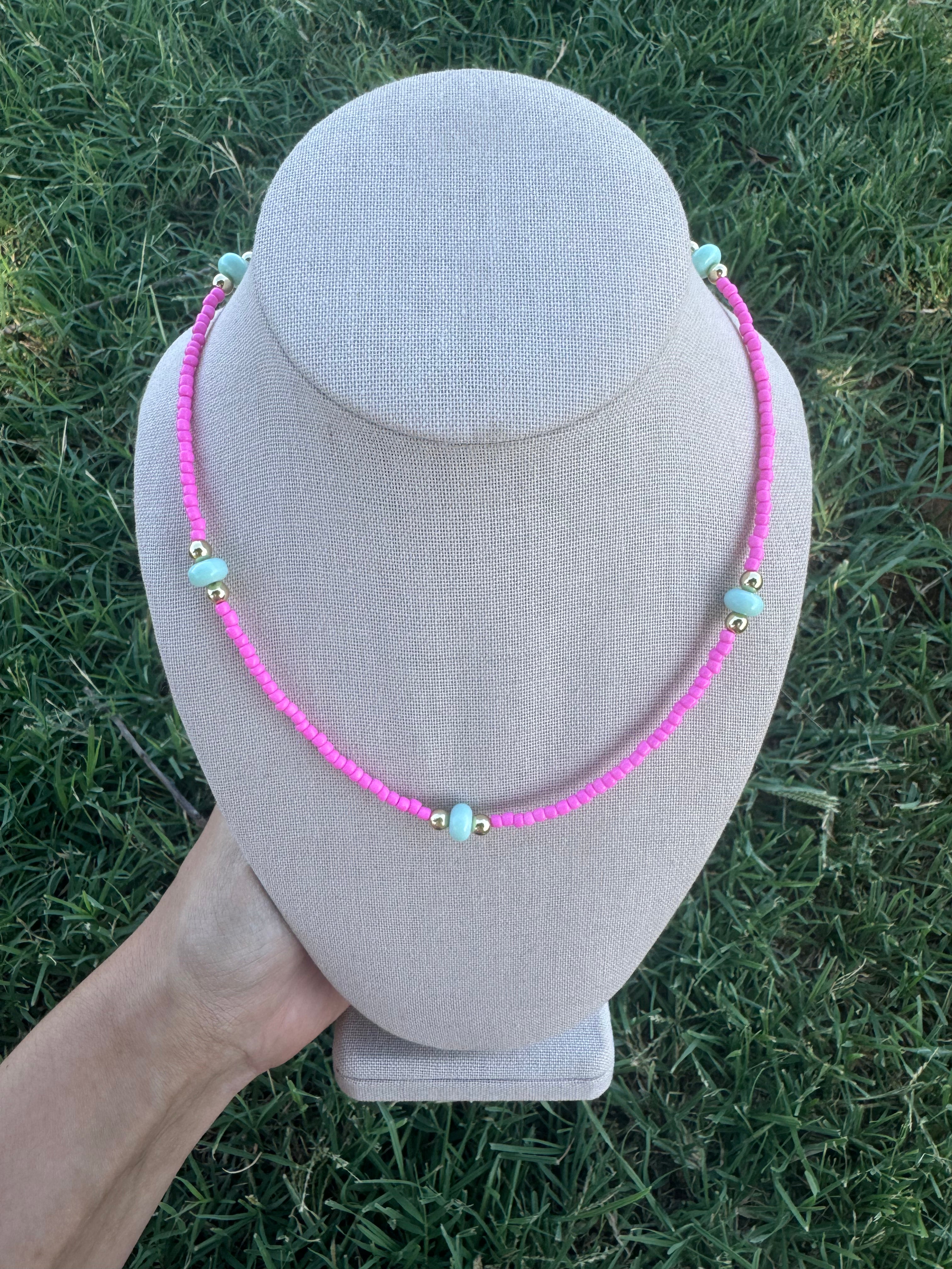 Pink/Turquoise Beaded