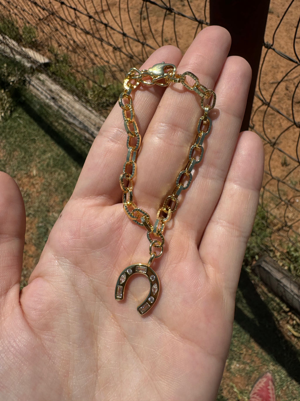Chain Link Gem Horseshoe Bracelet
