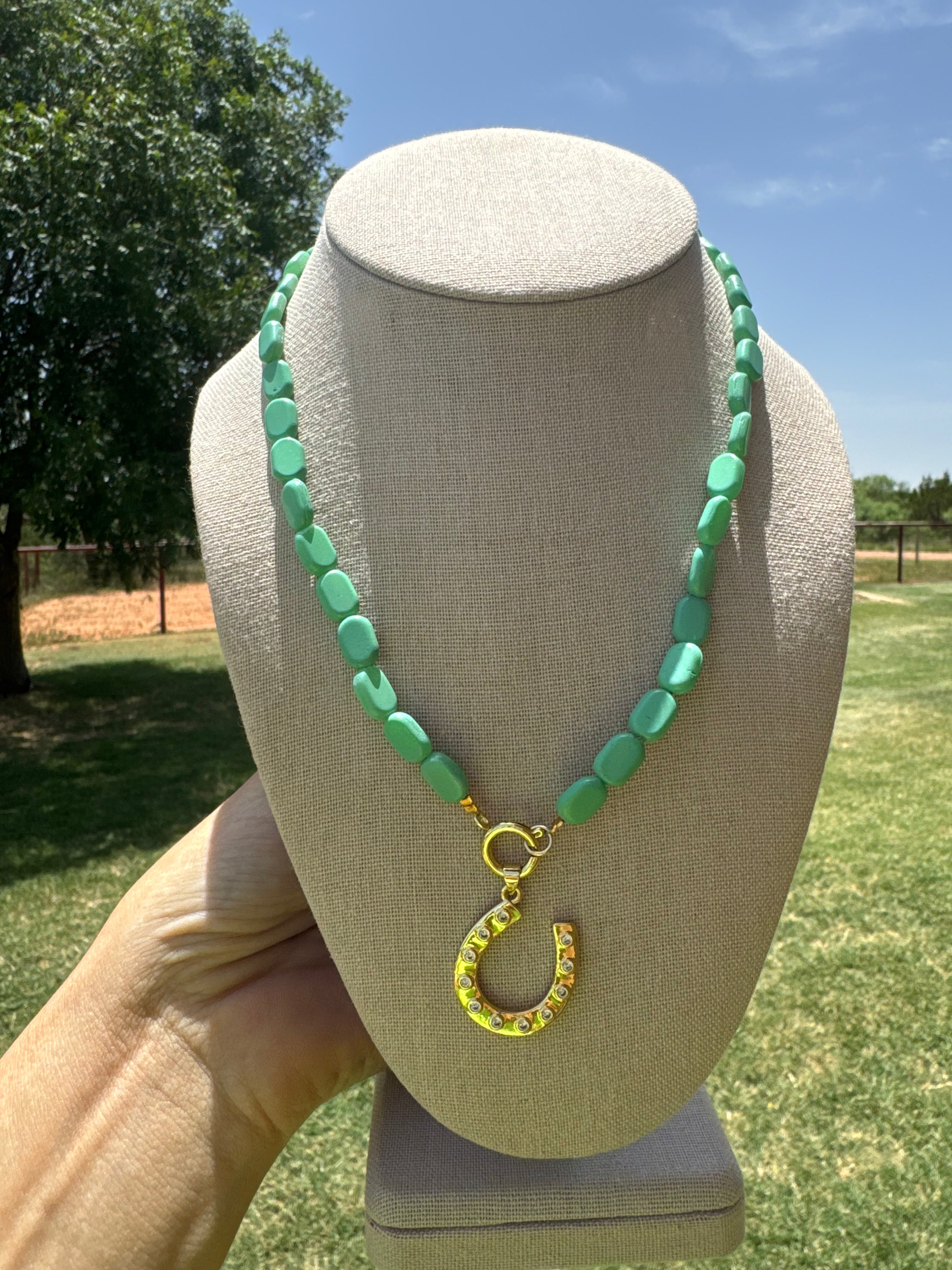Turq. Beaded Horseshoe