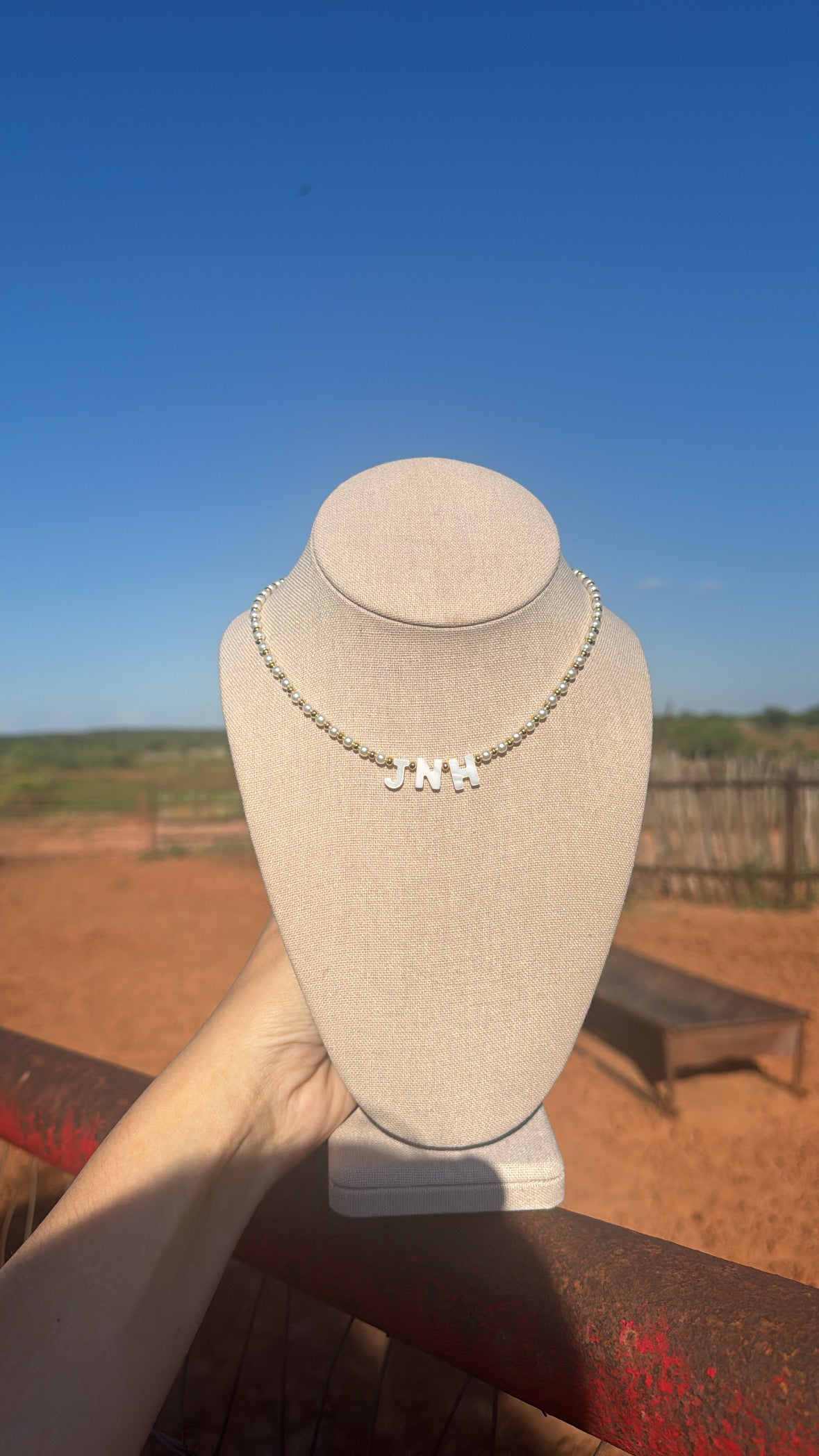 3 initial Gold + Pearl Necklace