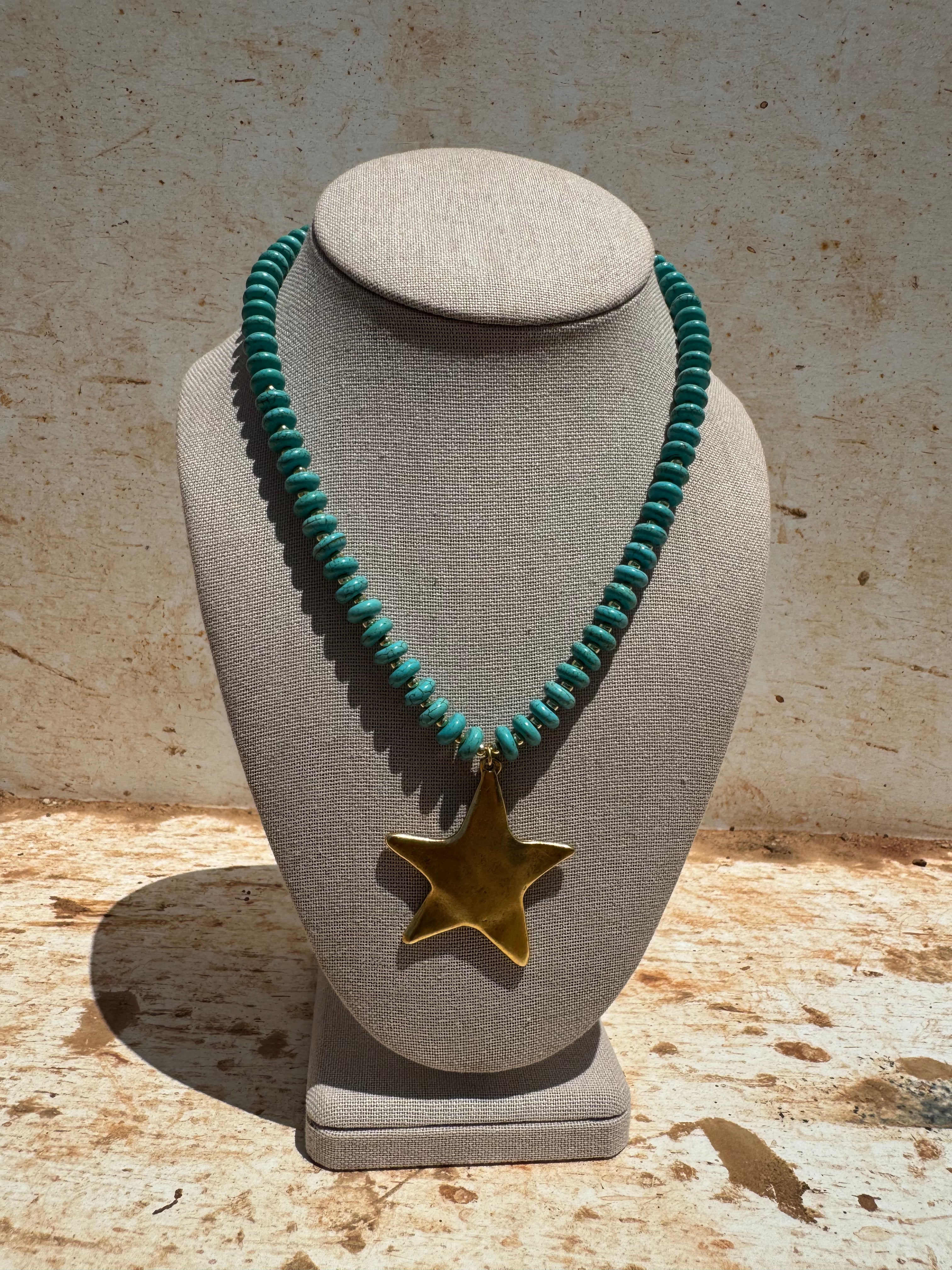 Star Gold + Turquoise Necklace
