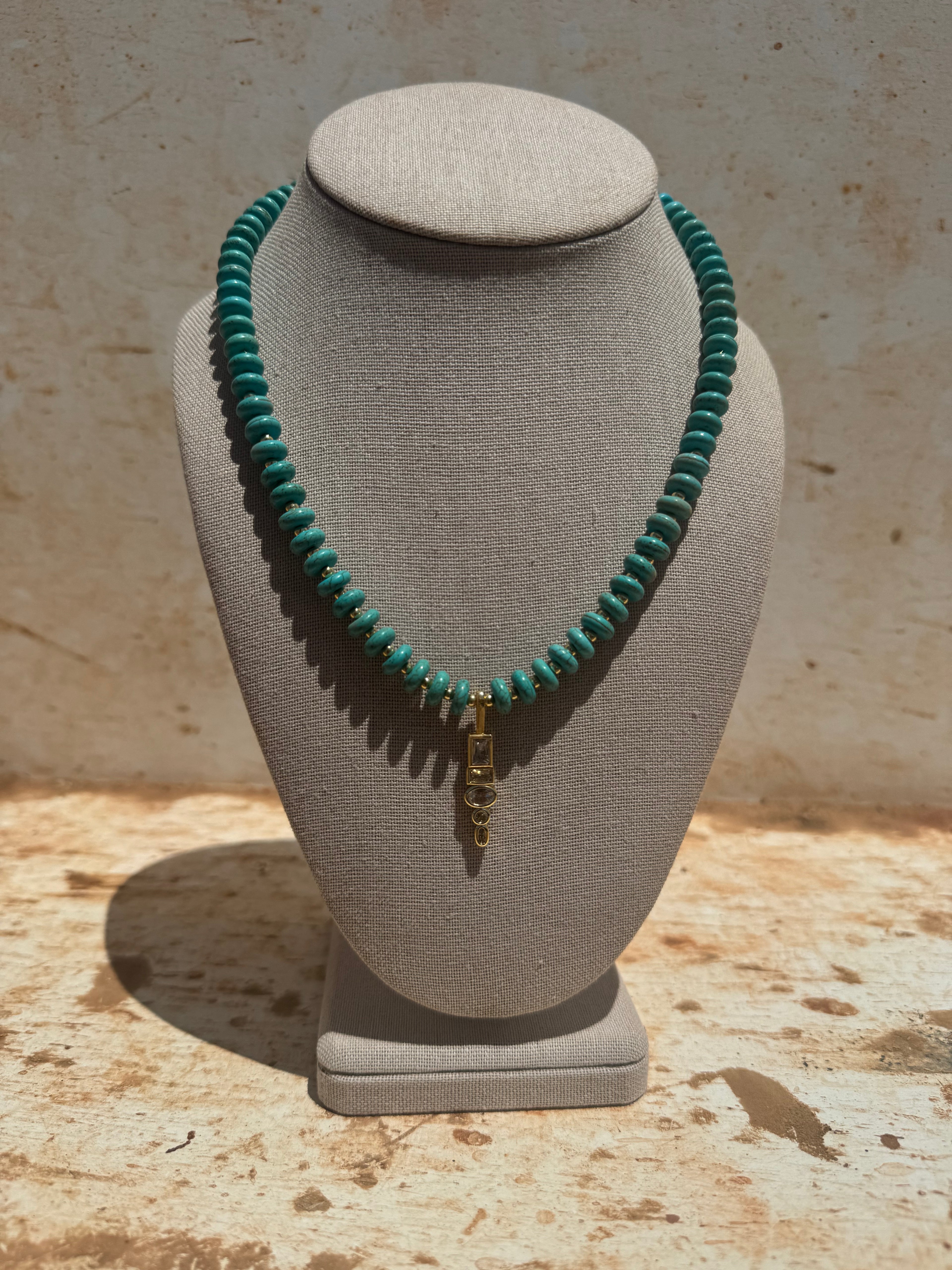 Rhinestone Charm Gold + Turquoise