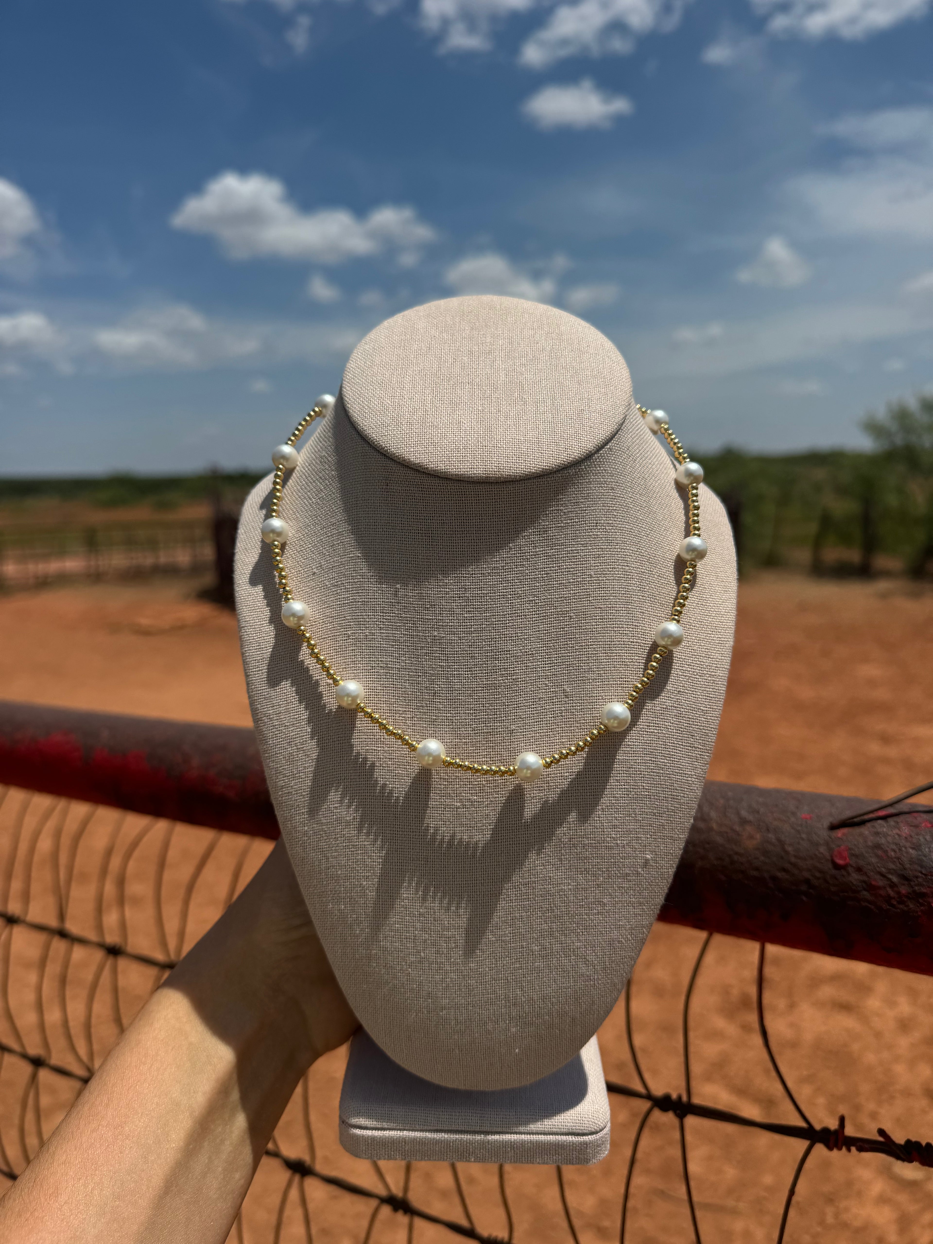 Gold + Pearl Stacker Necklace