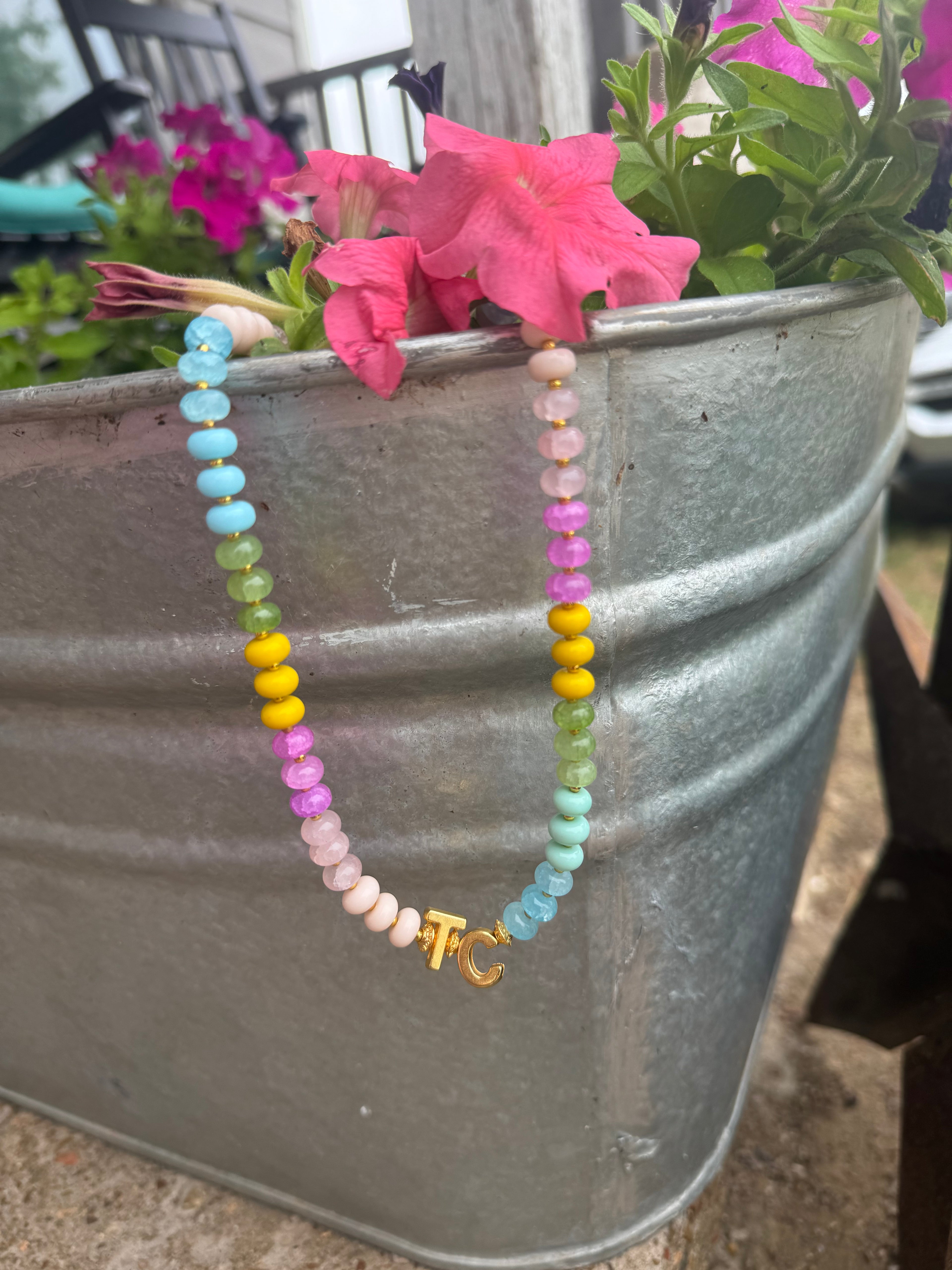Pastel 2 Initial Necklace