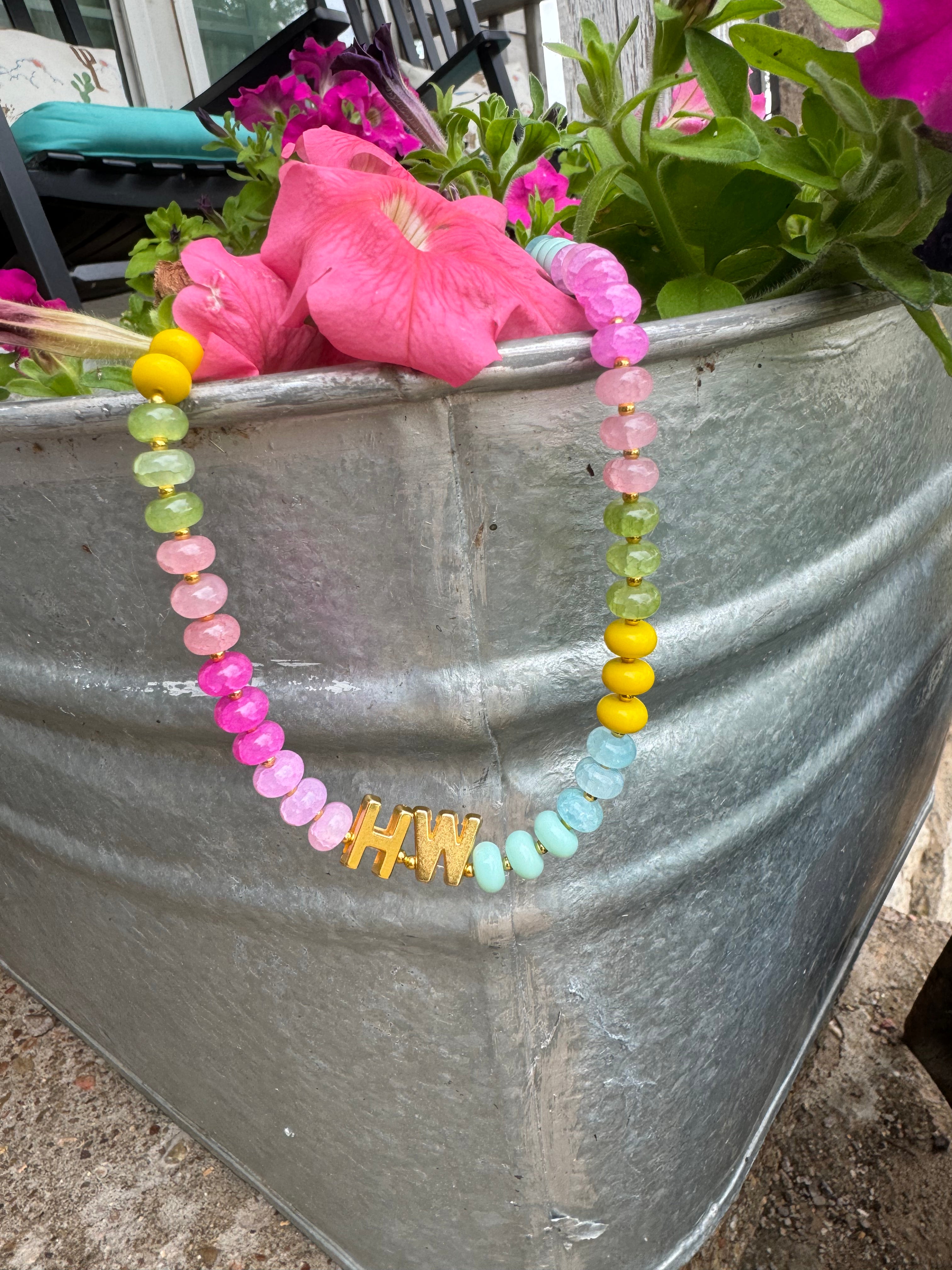 Pastel 2 Initial Necklace